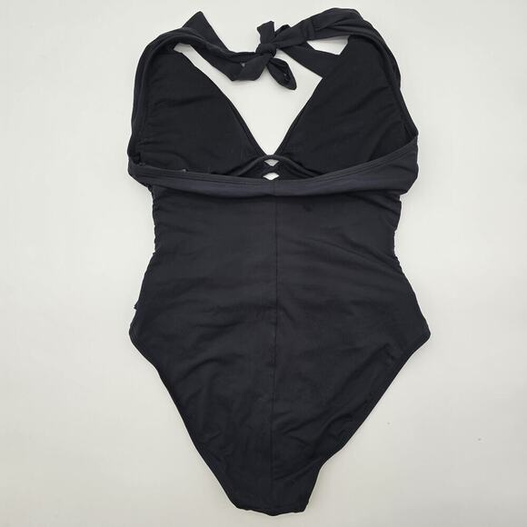 Bleu Rod Beattie Swim Women 10 Black Bathing Suit One Piece Bikini Halter Ruched - Picture 5 of 10